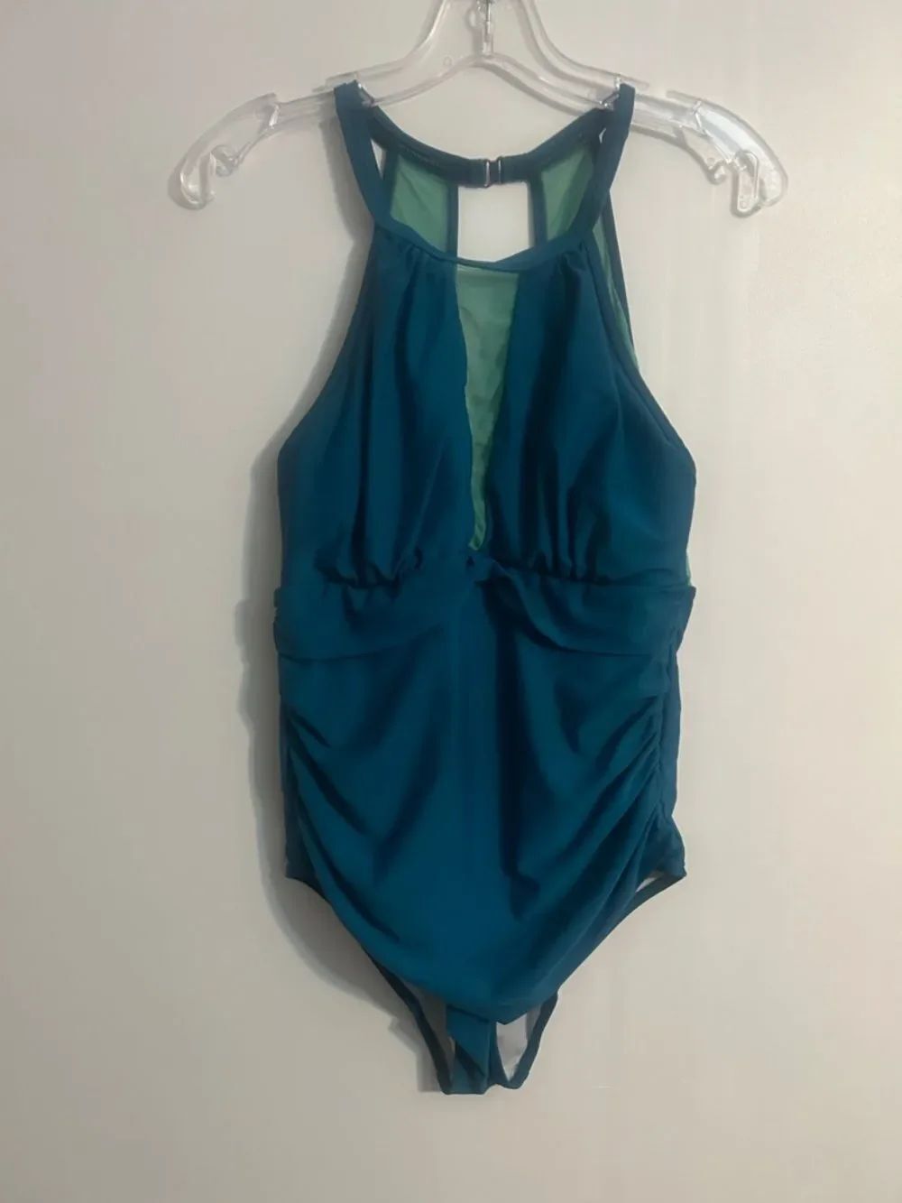 POB Teal High-Neck One-Piece Swimsuit